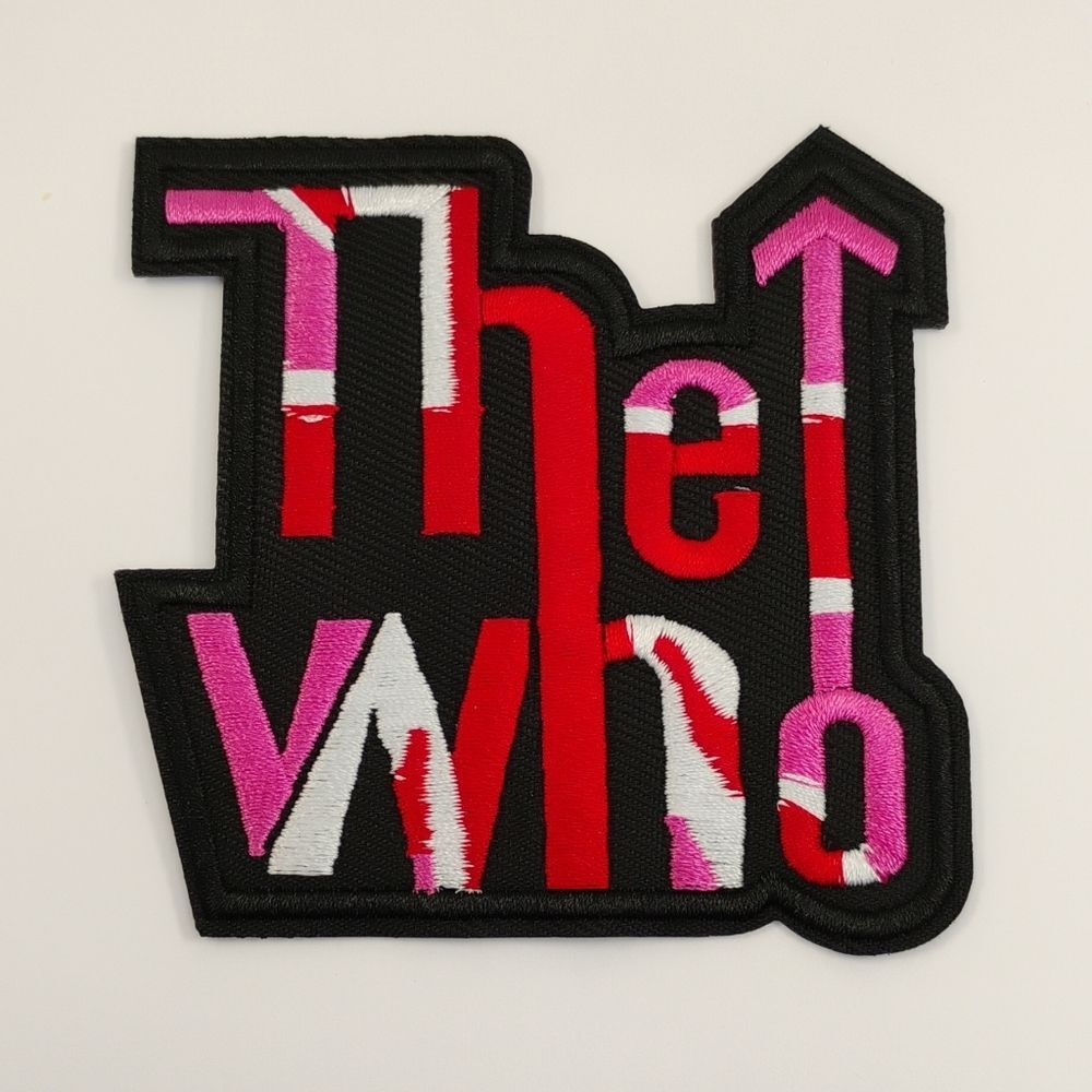 The Who Iron On Embroidered Patch Pink and White on Black background - Picture 10 of 10